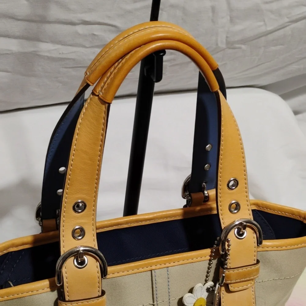 Coach Y2K Blue/Tan Denim & Leather Mini Shoulder Bag W Dust Bag - Picture 4 of 14